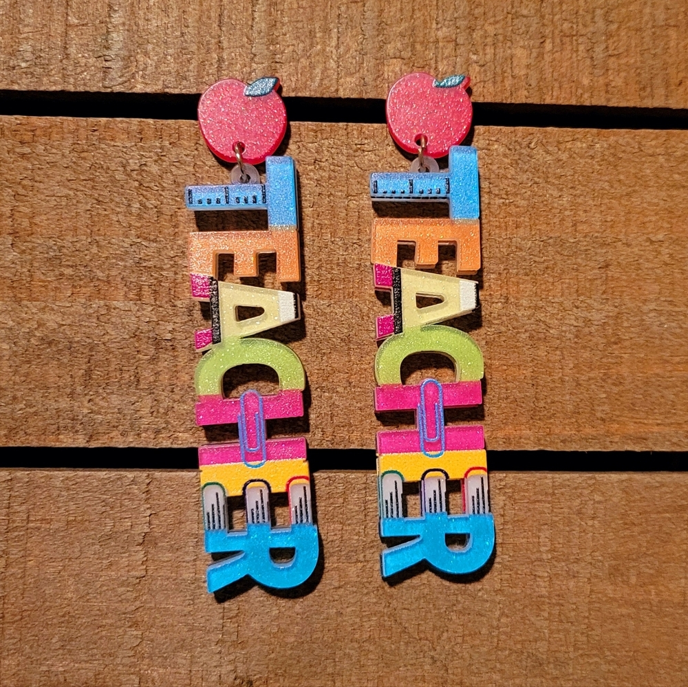 💟 Teacher Acrylic Earrings